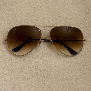 Ray-Ban Gold and Brown Aviator Sunglasses